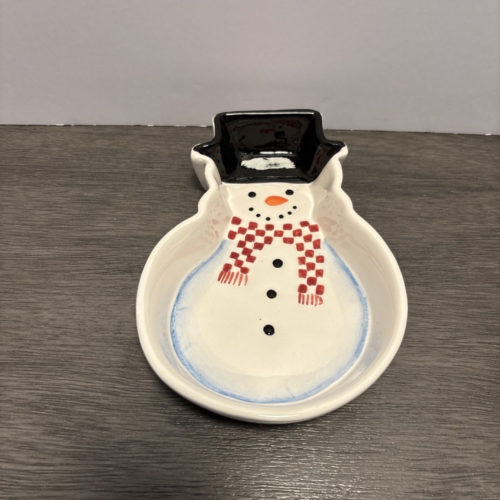 1998 Snowman Ceramic Christmas Trinket Dish Bath & Body Works Holiday‎ Edition